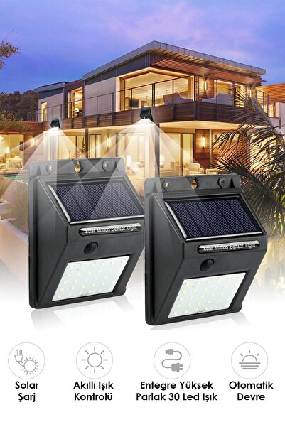 Mycl 3 adet 30 Ledli Solar Bahçe Aydınlatma Lamba Dış Mekan Güneş Enerjili