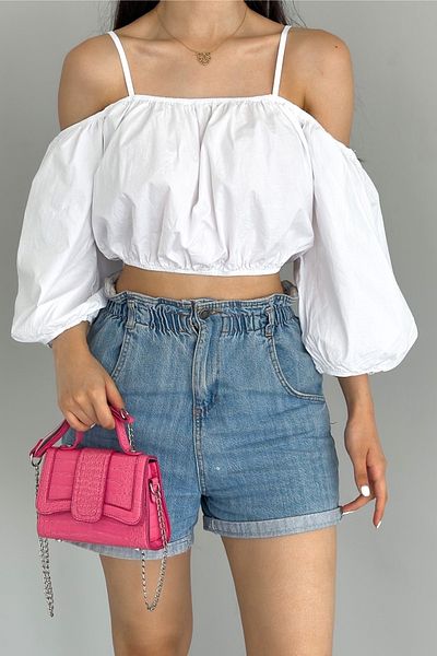 FEMELLE Women's White New Season String Strap Blouse