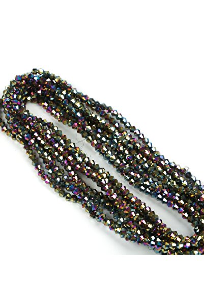 yfhobi 1 DİZİ (40 cm- 90-95 Adet)- 4 mm PİRAMİT KRİSTAL CAM BONCUK, KAPLAMA J...