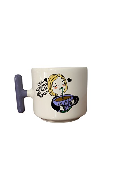 GünayStore LEAVE ME ALONE WITH MY COFFEE WRITTEN CHARACTER PRINTED CERAMIC LI...