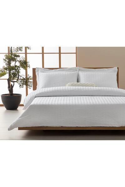 English Home Lidya Pamuk Gofre King Size Nevresim Seti 240x220 Cm Beyaz