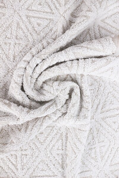 Taka Fabrics Πετσέτα επισκεπτών για το πρόσωπο από 100% βαμβάκι με μικτό σχέδιο κυμάτων, μέγεθος 40x70 cm, λευκό-γκρι