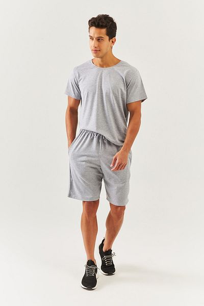 Butikgiz Gray 100% Cotton Lace-Up Pocket Short Men's Shorts
