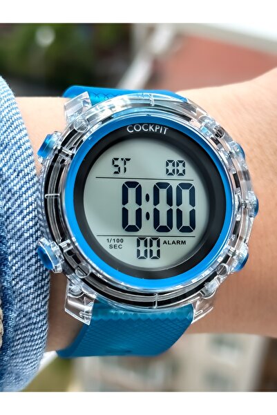 Cockpit Brand Marine Suitable, Silicone Strap, Illuminated, Stopwatch, Digital Women's Wristwatch