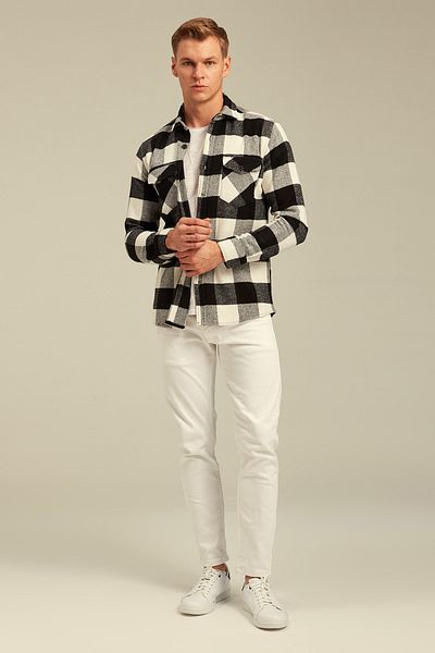 Tarz Cool Бяла карирана риза Lumberjack-odg001r05
