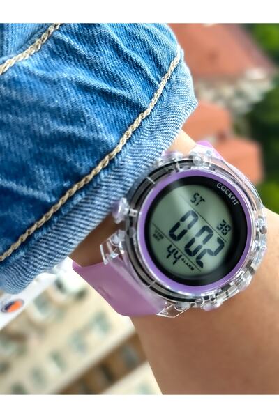 Cockpit Marka Deniz Kullanımına Uygun, Silikon Kordon, Işıklı, Kronometreli, Dijital Kadın Kol Saati