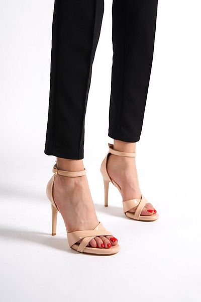 Modabuymus Pantofi de seara cu platforma din piele lacuata din piele perla