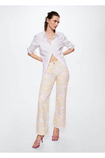MANGO Woman Blugi cu picior largi cu model