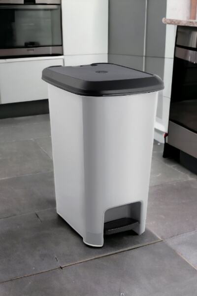 Melkan Home Slim Pedallı Çöp Kovası 25 Litre Gri Çöp Kovası