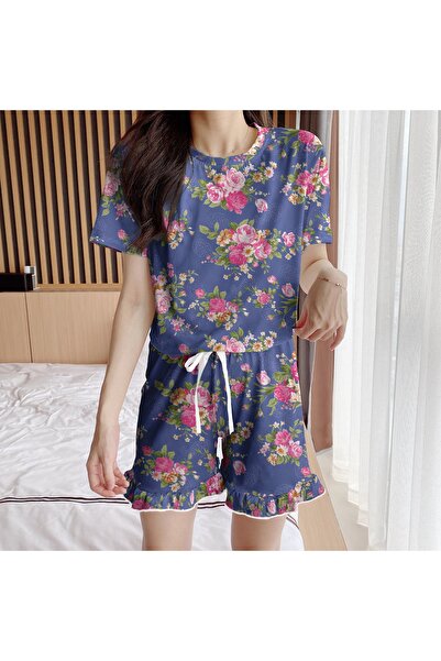 PEMBİŞ HOMEWEAR طقم شورت عدن فلاور 17 فائق النعومة