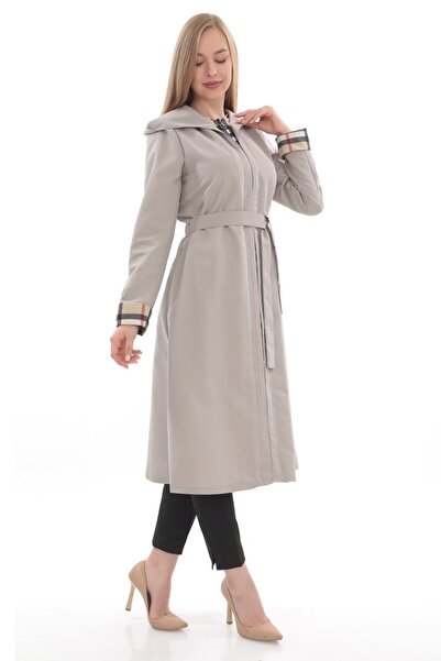 ESİN GİYİM FERMUARLI GARNİ DETAYLI TRENÇKOT