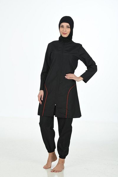 Fantasy Parachute Fabric Solid Color Full Covered Oversize Hijab Swimsuit 3369