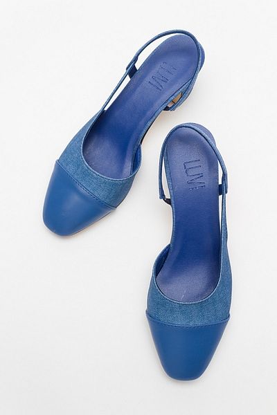 LuviShoes حذاء نسائي ذو كعب عالي باللون الأزرق من قماش الدنيم S3