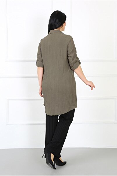 By Alba Collection Women's Khaki Wrap Fabric Large Size Tunic