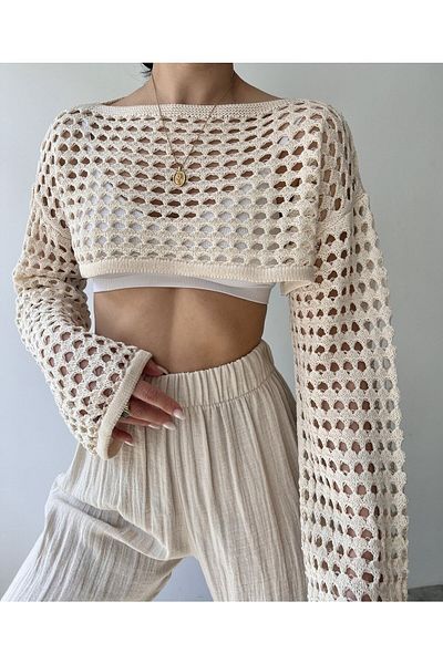 ZF BUTİK Santa Beige Crop