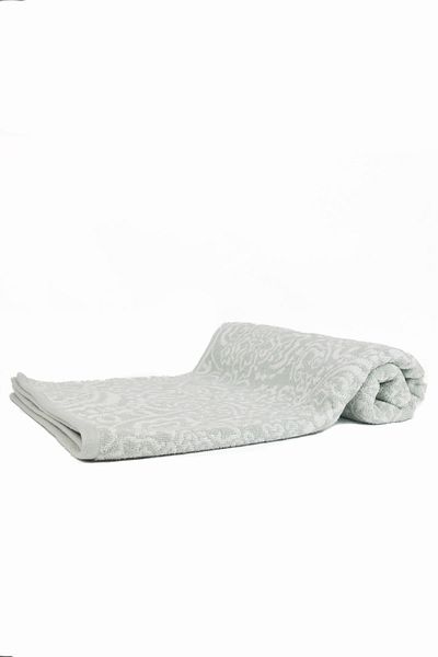 Taka Fabrics Πετσέτα μπάνιου με μικτό σχέδιο Wave 100% βαμβακερή μέγεθος 70x140 cm, Mint-White