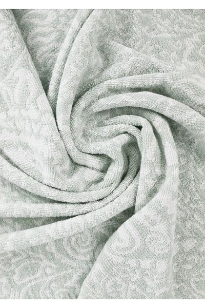 Taka Fabrics Πετσέτα μπάνιου με μικτό σχέδιο Wave 100% βαμβακερή μέγεθος 70x140 cm, Mint-White