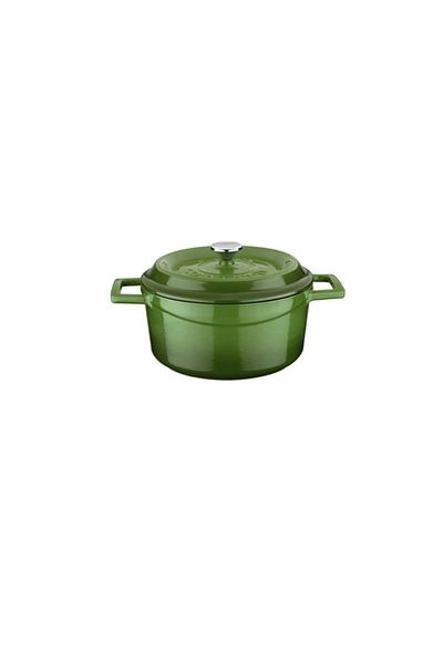 Lava Green 28cm Iron Cast Trendy Round Deep Pot