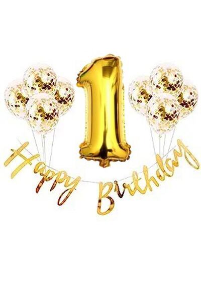 DÜVENCİ TİCARET Σετ μπαλονιών γενεθλίων πολυτελείας για 1 έτους