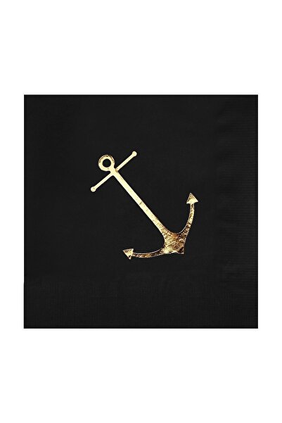Story مناديل ورقية باللون الأسود مقاس 33 × 33 سم بنمط مرساة بحرية مكونة من 16...