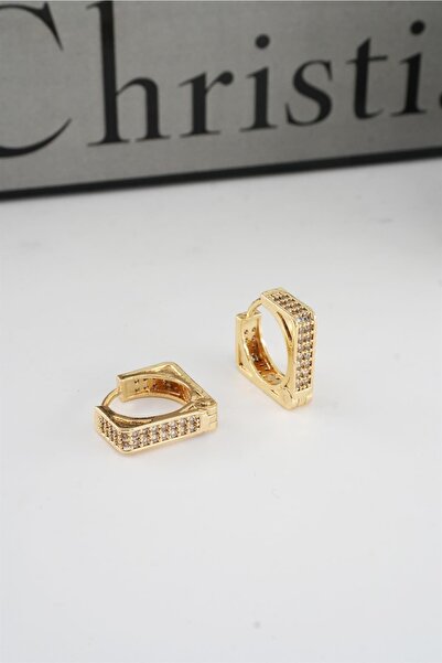 By Zeyna Aksesuar أقراط نسائية مربعة الشكل من سلسلة Vip حجر الزركون مقاس 1.6 سم