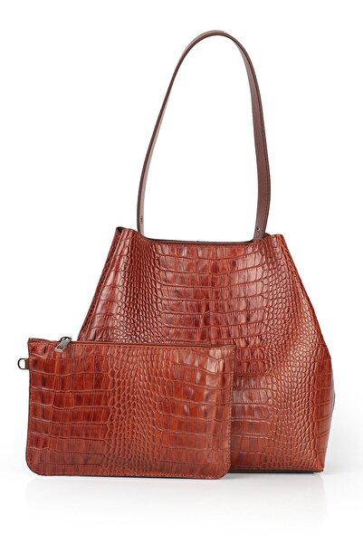 Ysmn حقيبة كتف نسائية من الجلد الطبيعي باللون البني YC011698DKR