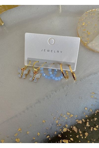 takıtarzım Women's mother-of-pearl butterfly earrings set of 3