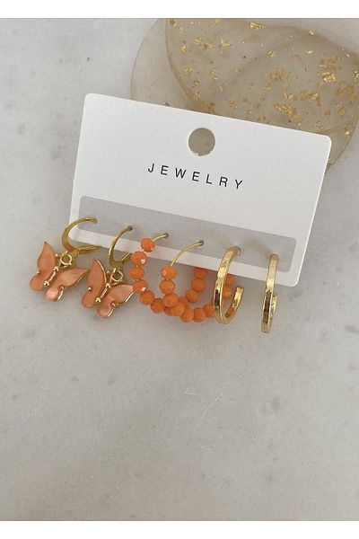 takıtarzım Mother of pearl butterfly earring set of 3 women