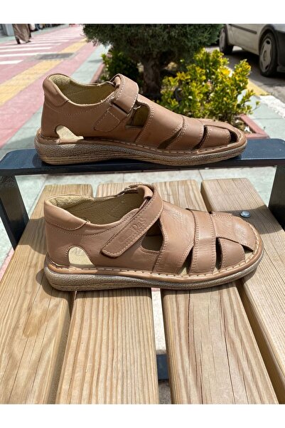 Podyum Aydındaş Günlük Cırtlı Comfort Hakiki Deri Gladyatör Sandalet