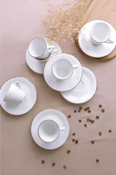 Glore Istanbul Cream 12 Pieces Coffee Cup Set for 6 People