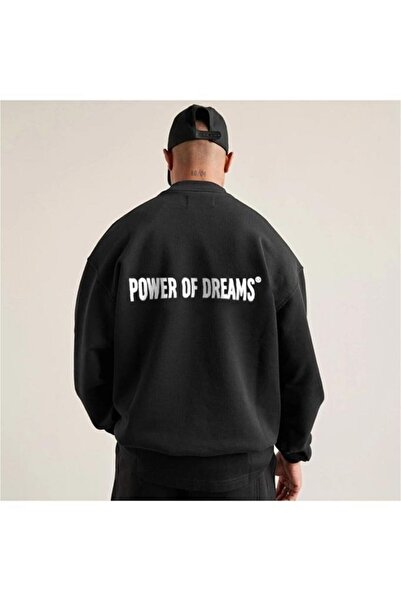 Benisengiydir Мъжки суитчър с голям размер Power Of Dreams с щампа с кръгло деколте
