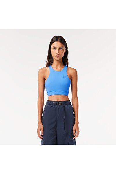 Lacoste Active Kadın Slim Fit Kolsuz Bisiklet Yaka Baskılı Mavi Bra