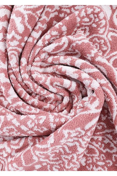 Taka Fabrics Μικτό σχέδιο Wave 100% βαμβακερό πετσέτα μπάνιου 70x140 cm, ροζ-λευκό