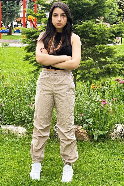 TheJOJODesign Pantaloni de parașută pentru copii, unisex, elastic, bej