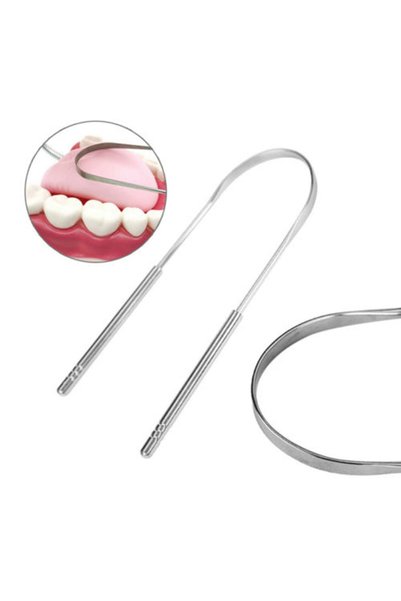 SAVORYHOME Silver Tongue Cleaner - Oral Care Brush, Tongue Plaque Removal