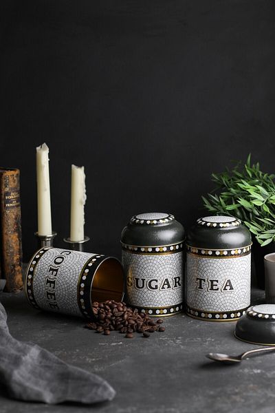 EVLE 3-Piece Metal Storage Container Set 9 Cm Food Container Jar Set, Mosaic Erb05u1