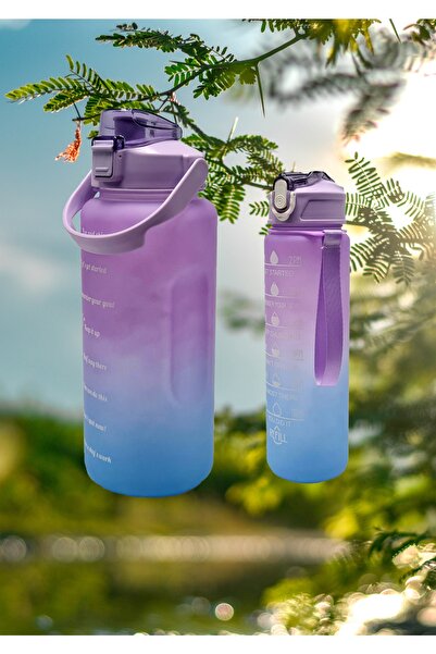 İly H2O Motivasyonel 2 li Set Su Matarası, Su Şişesi, Suluk ve Tritan Sporcu ...