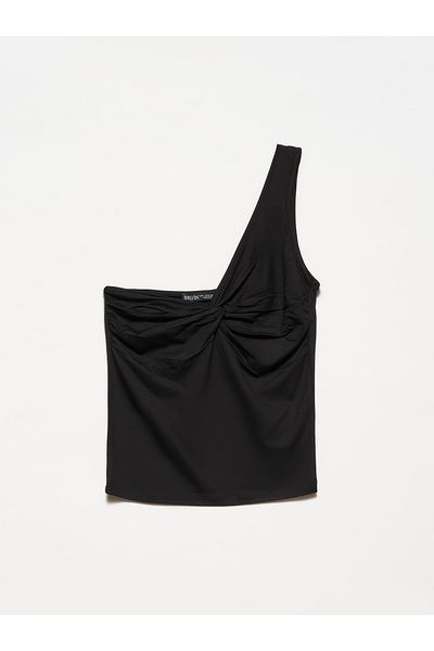 Dilvin 20228 Top cu bretele asimetrice-negru