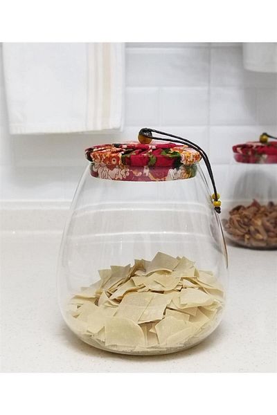 ACAR 1350ml Red Colored Glass Jar with Lid