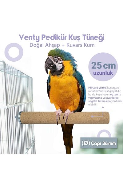 Vixpet Venty 25 cm 36 mm Pedicure Parrot Perch Small Macaw Cockatoo Jako Amazon Alexander etc