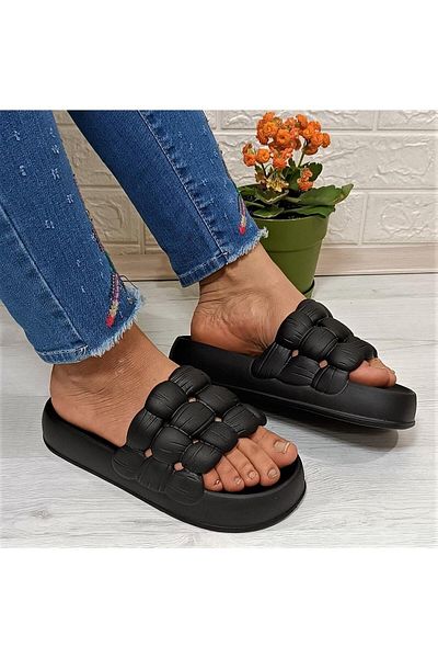 Sonimix 0127 Black Lightweight Comfortable Daily Pool Beach Women's Slippers