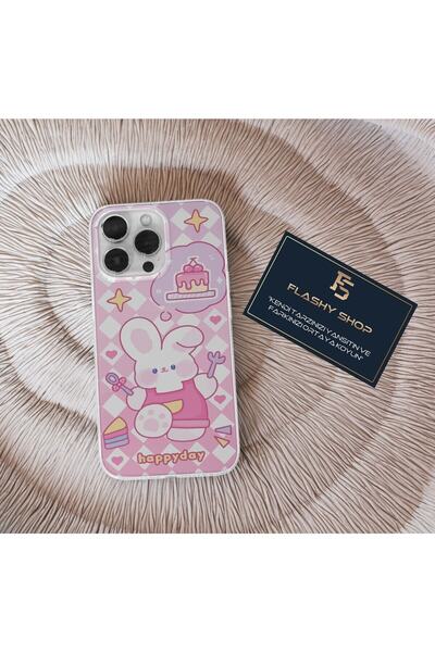 Samsung Galaxy A34 Compatible Happy Day Transparent Case with Cute Teddy Bear Design