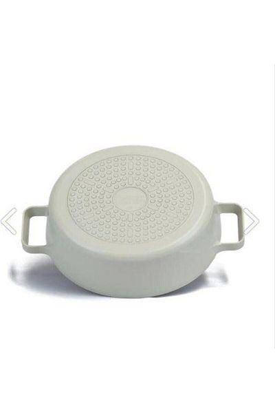 NEOFLAM Fika Aluminum Shallow Pot with Glass Lid 26 cm Beige