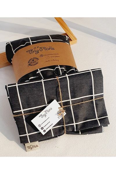 tiny plans Single Plaid Elastic Sheet Set 80x180 cm