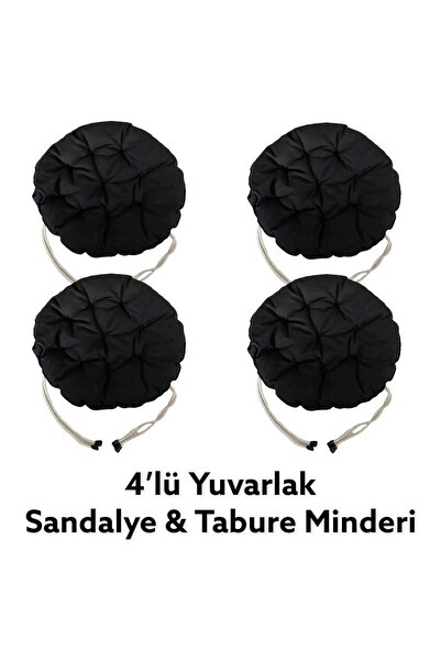 REMEGE 4 ADET 40X40 Cm Yuvarlak Tabure Minderi - Sandalye Minderi - Puf Minder
