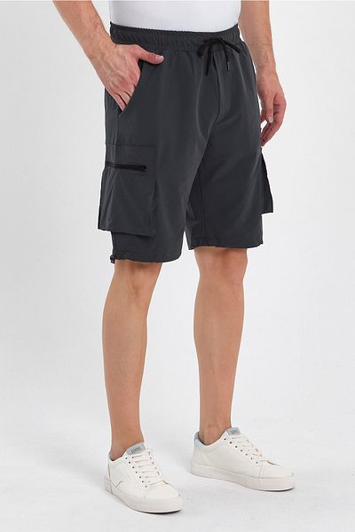 GENIUS STORE شورت رجالي رياضي بسحاب من الليكرا للأماكن الخارجية وجيب برمودا شورت كابري رياضي