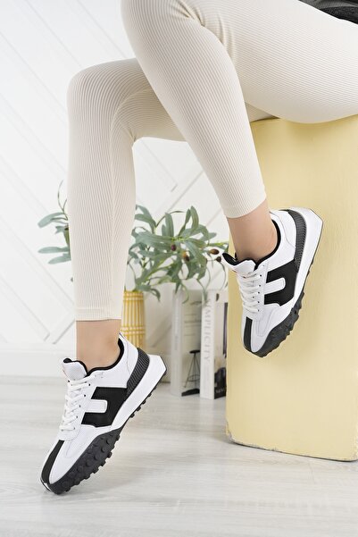 Freemax Unisex Ortopedik Sneaker Spor Ayakkabı Beyaz Siyah