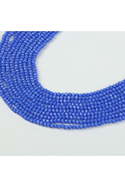 yfhobi 1 DİZİ (40 cm - 130 Adet) - 4 mm YASSI KRİSTAL CAM BONCUK, MAT MAVİ RE...