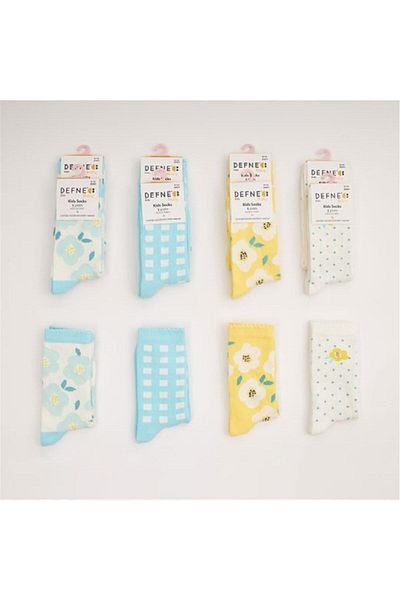 ÇamaşırcımShop 12 броя дълги детски чорапи с тематика на цветя и форми