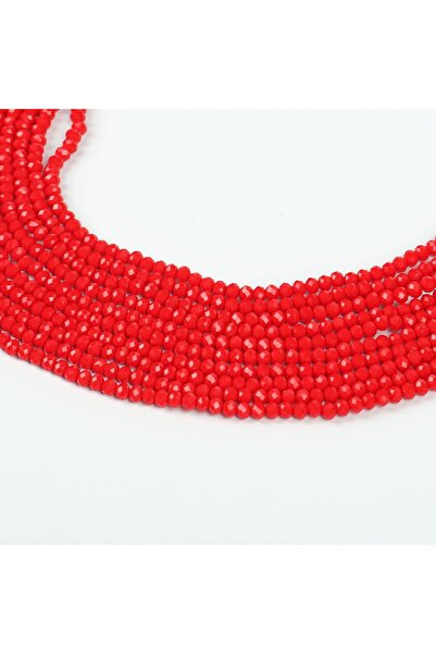 yfhobi 1 DİZİ (40 cm - 130 Adet) - 4 mm YASSI KRİSTAL CAM BONCUK, MAT KIRMIZI...